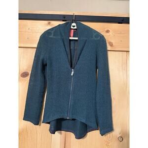 3 Stones Free People Knitted Cardigan Double Zippered Teal Womens Size Petite S